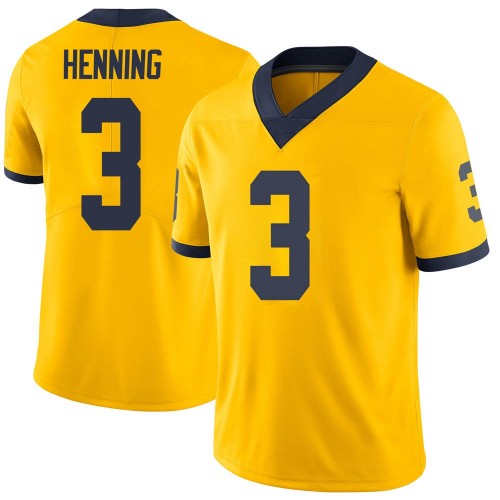 A.J. Henning Michigan Wolverines Men's NCAA #3 Maize Limited Brand Jordan College Stitched Football Jersey GME0454QJ